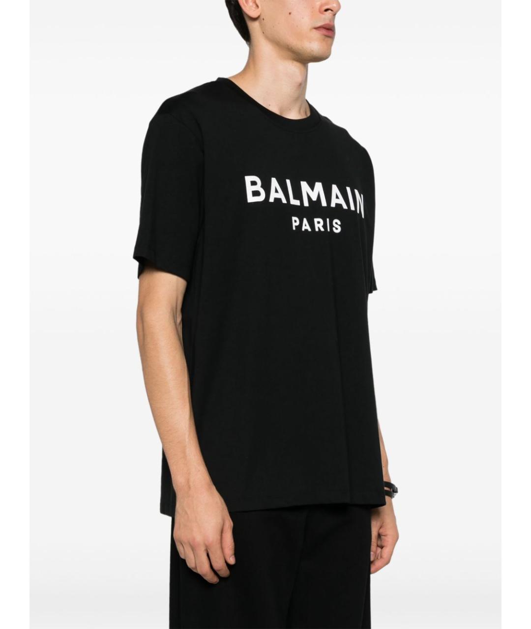 BALMAIN Черная хлопковая футболка, фото 4