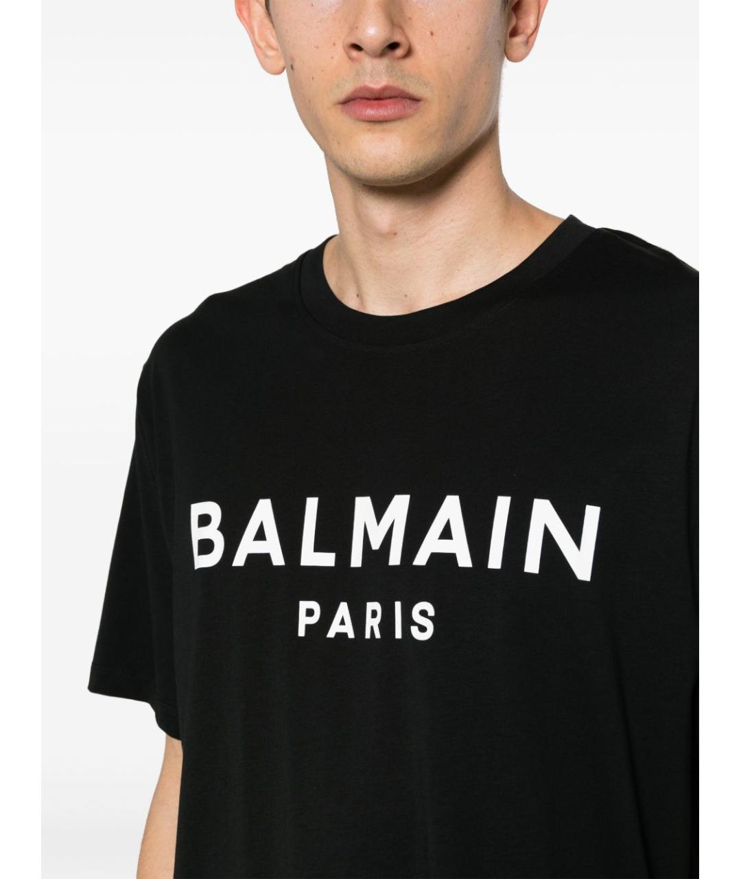 BALMAIN Черная хлопковая футболка, фото 3