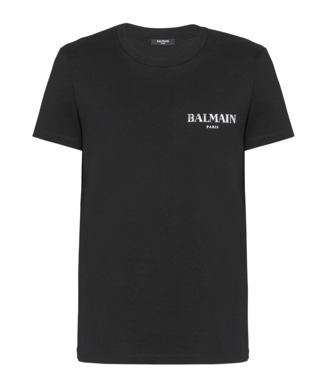 BALMAIN Черная хлопковая футболка, фото 1
