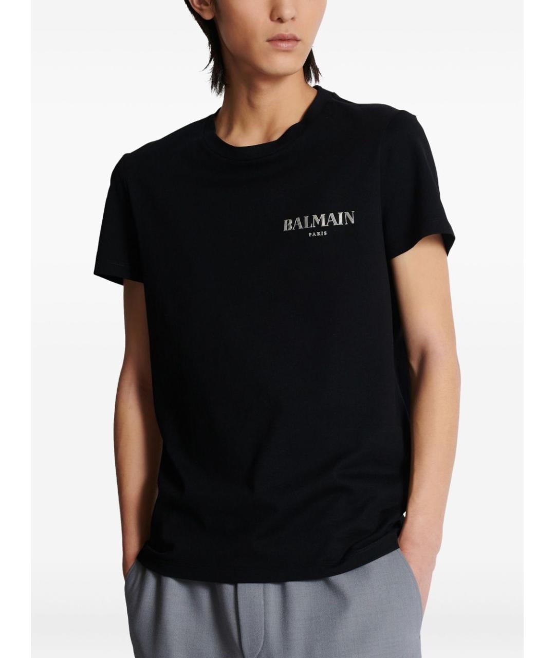 BALMAIN Черная хлопковая футболка, фото 3