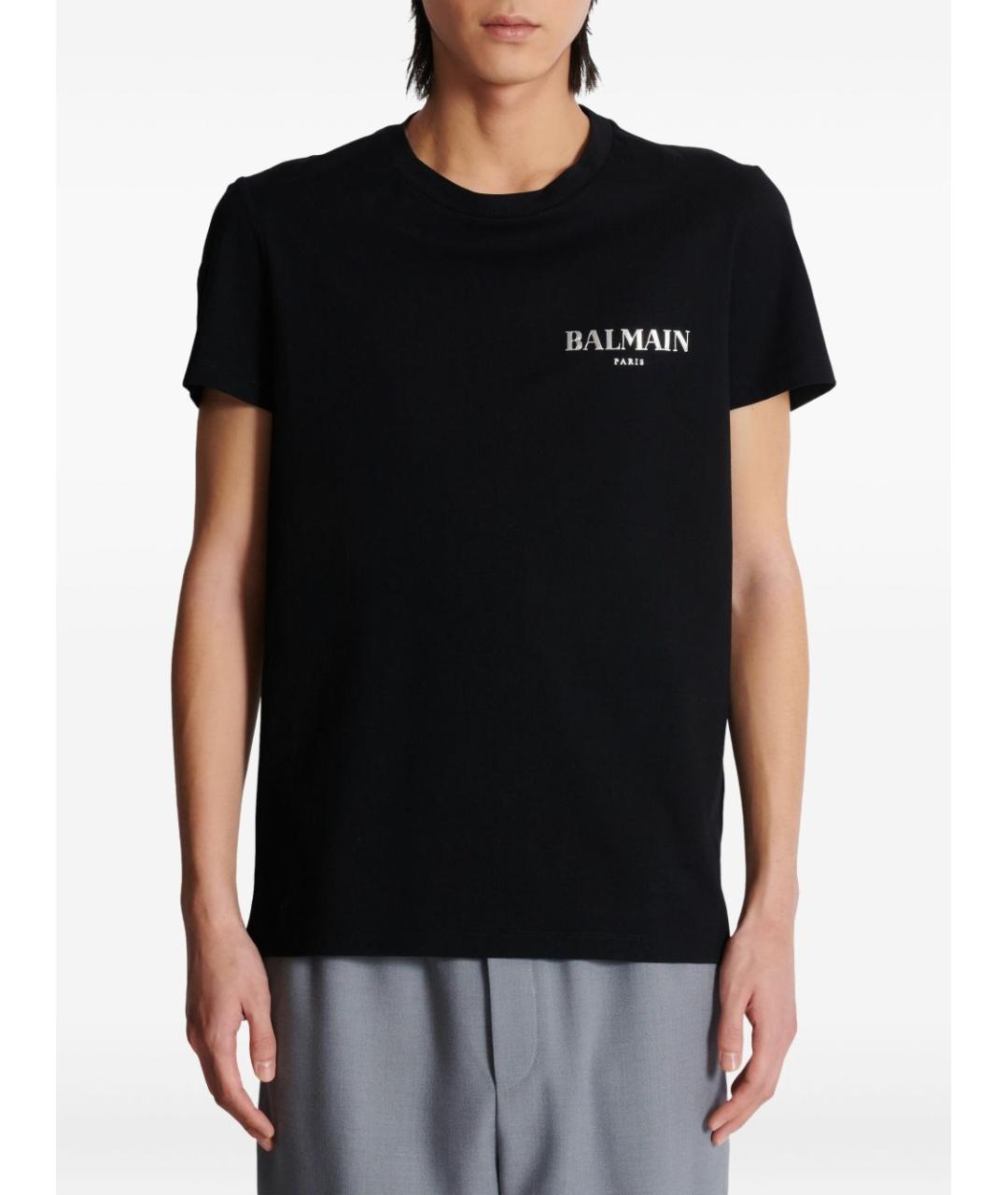 BALMAIN Черная хлопковая футболка, фото 7