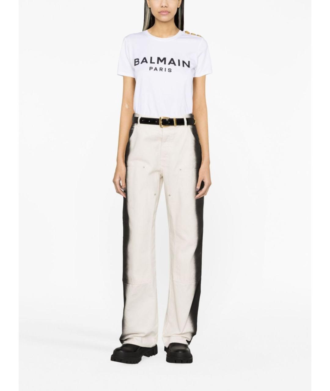 BALMAIN Белая хлопковая футболка, фото 3