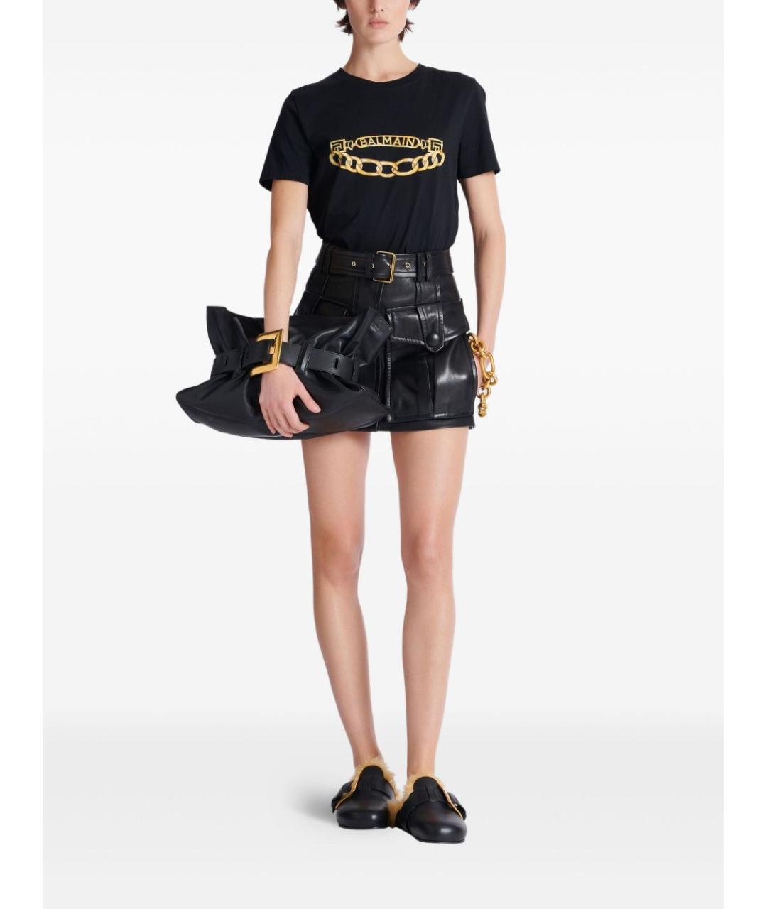 BALMAIN Черная хлопковая футболка, фото 2