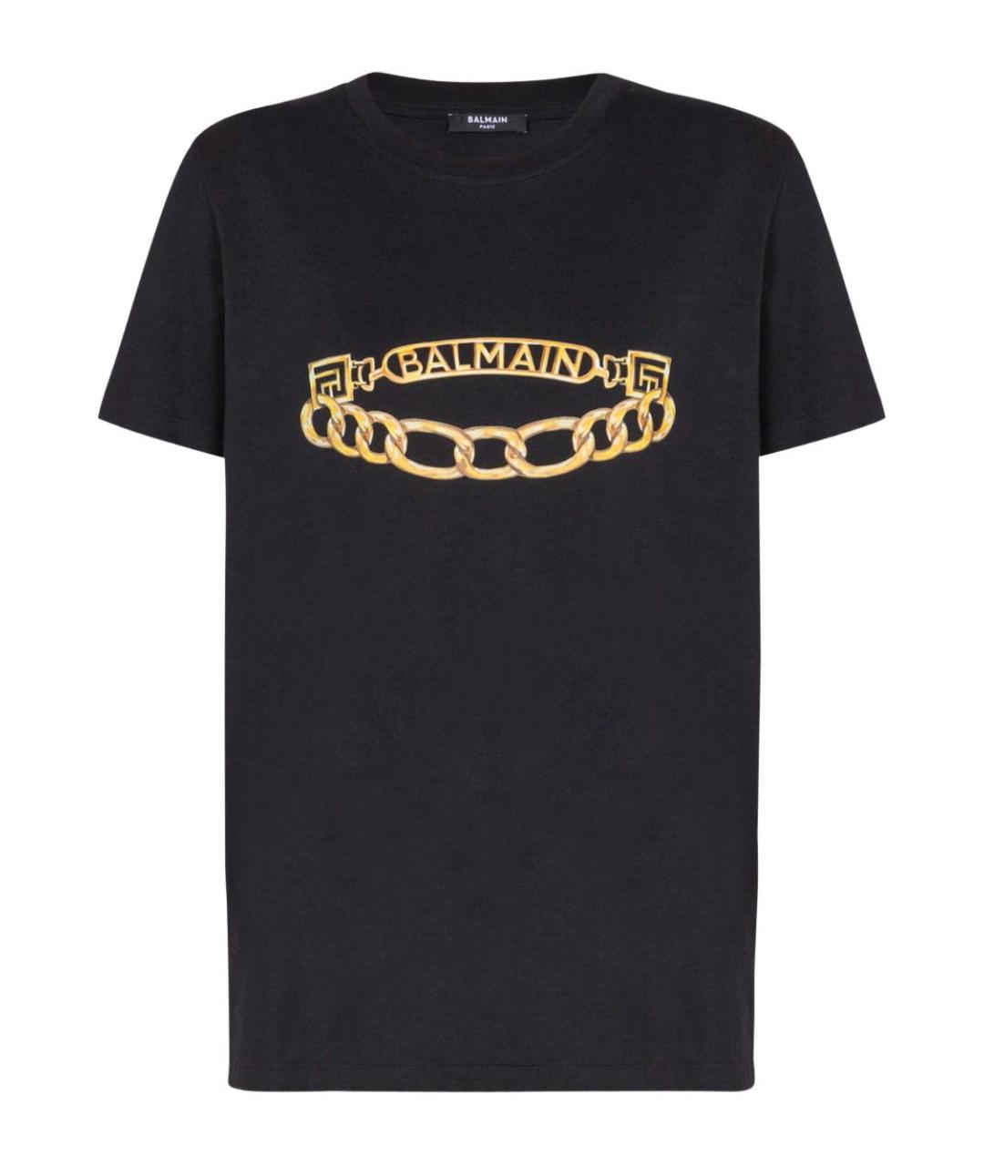 BALMAIN Черная хлопковая футболка, фото 1