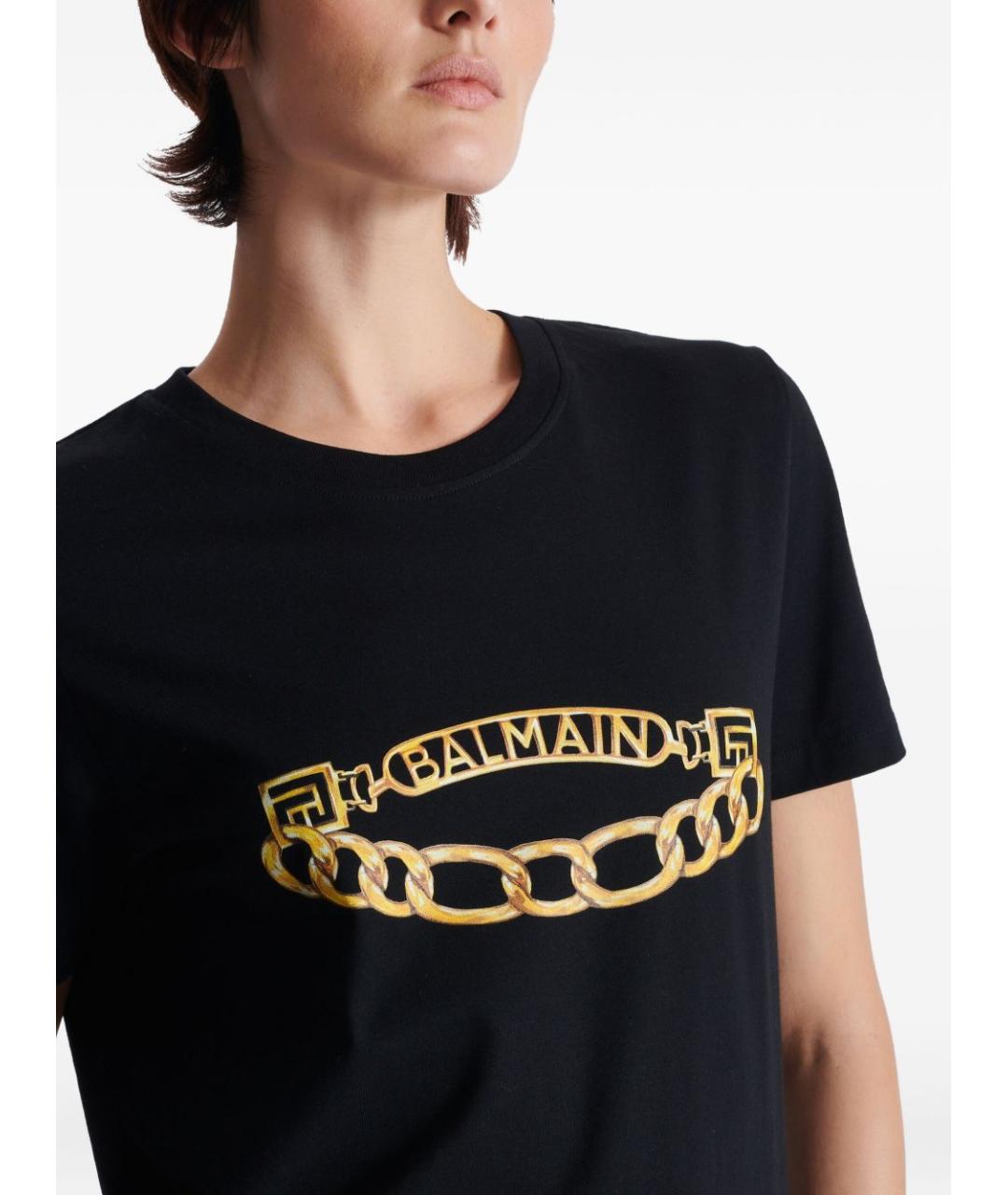 BALMAIN Черная хлопковая футболка, фото 5