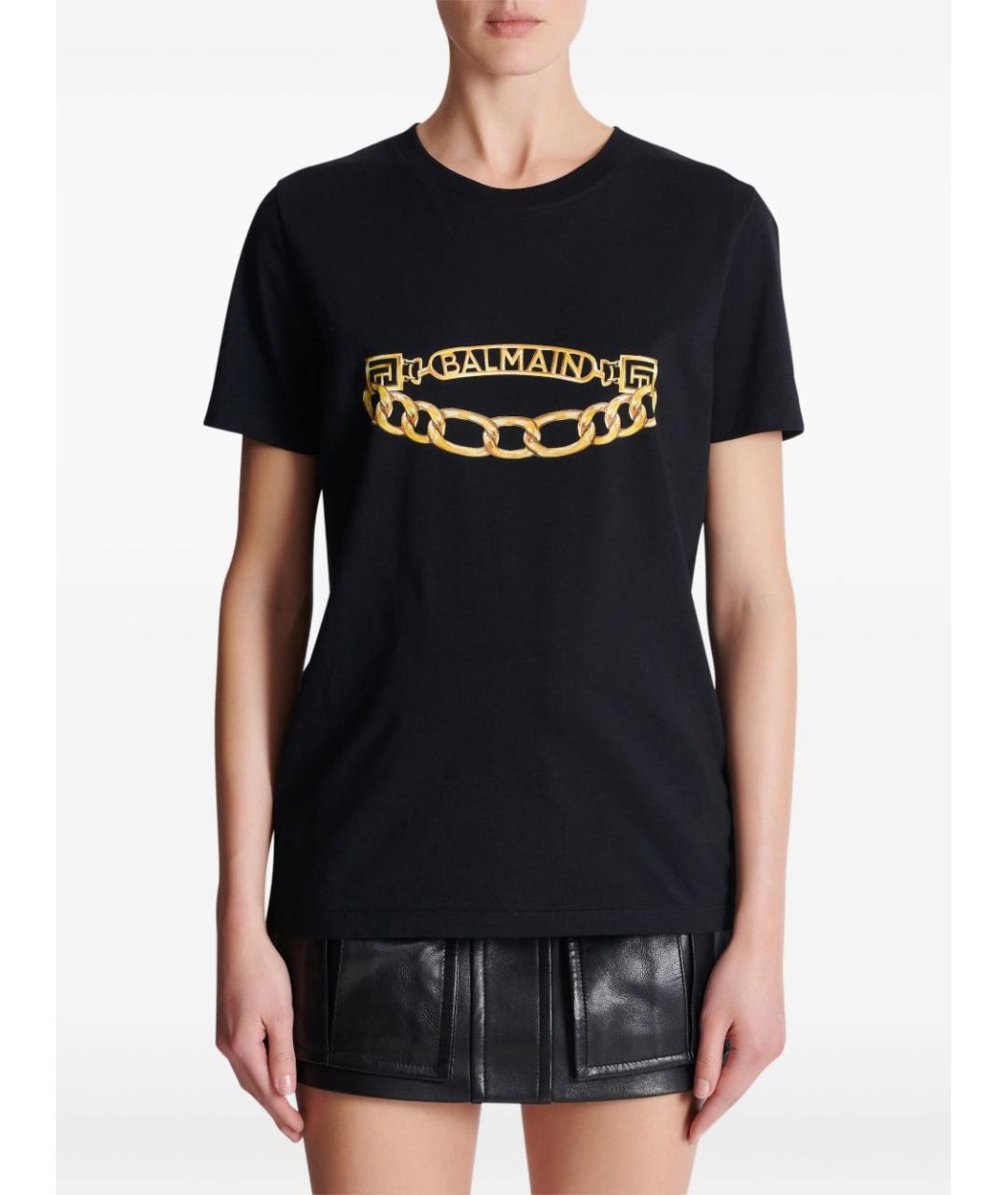 BALMAIN Черная хлопковая футболка, фото 3