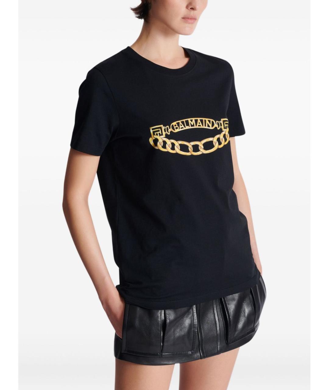 BALMAIN Черная хлопковая футболка, фото 4