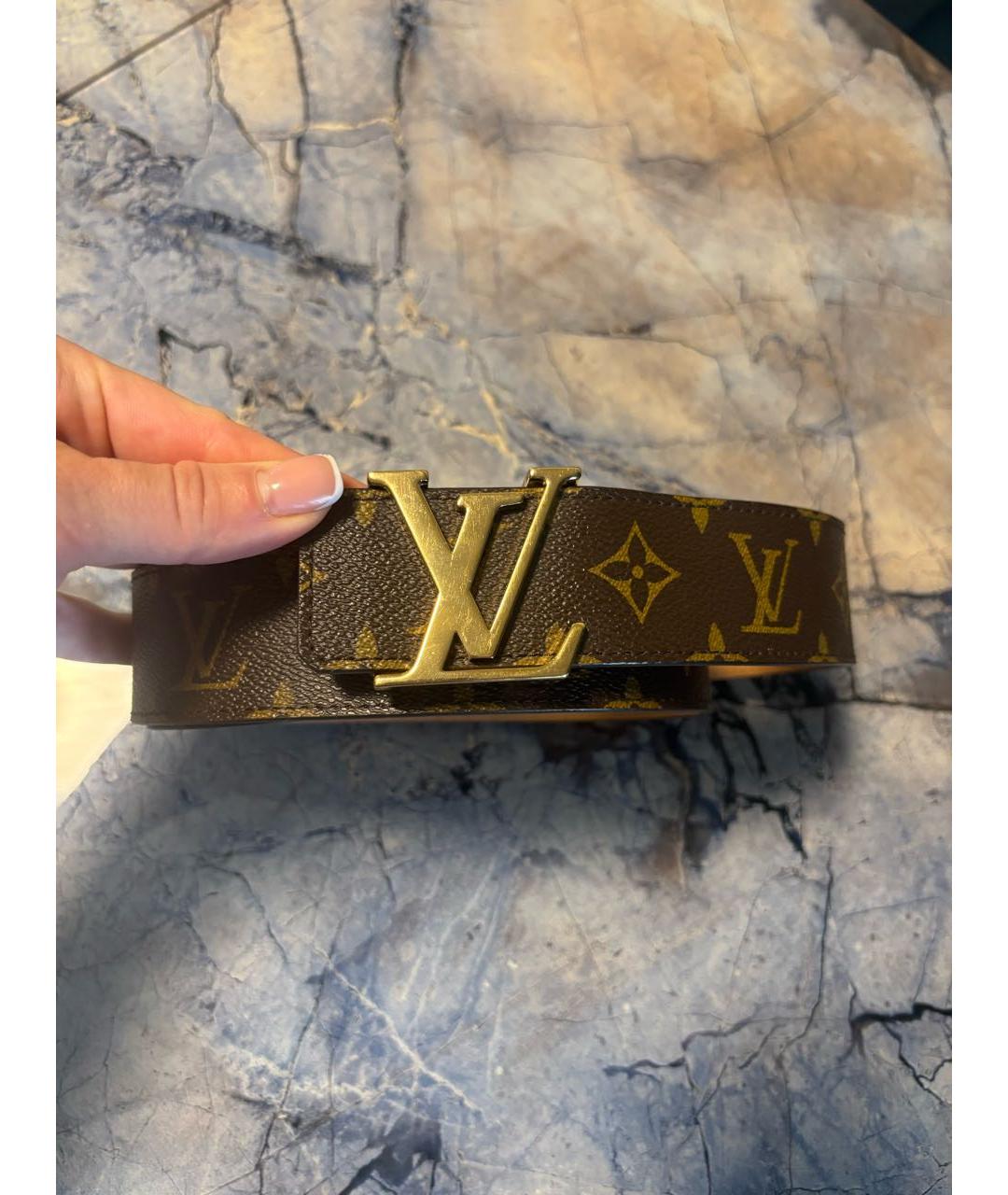 LOUIS VUITTON Коричневый кожаный ремень, фото 6