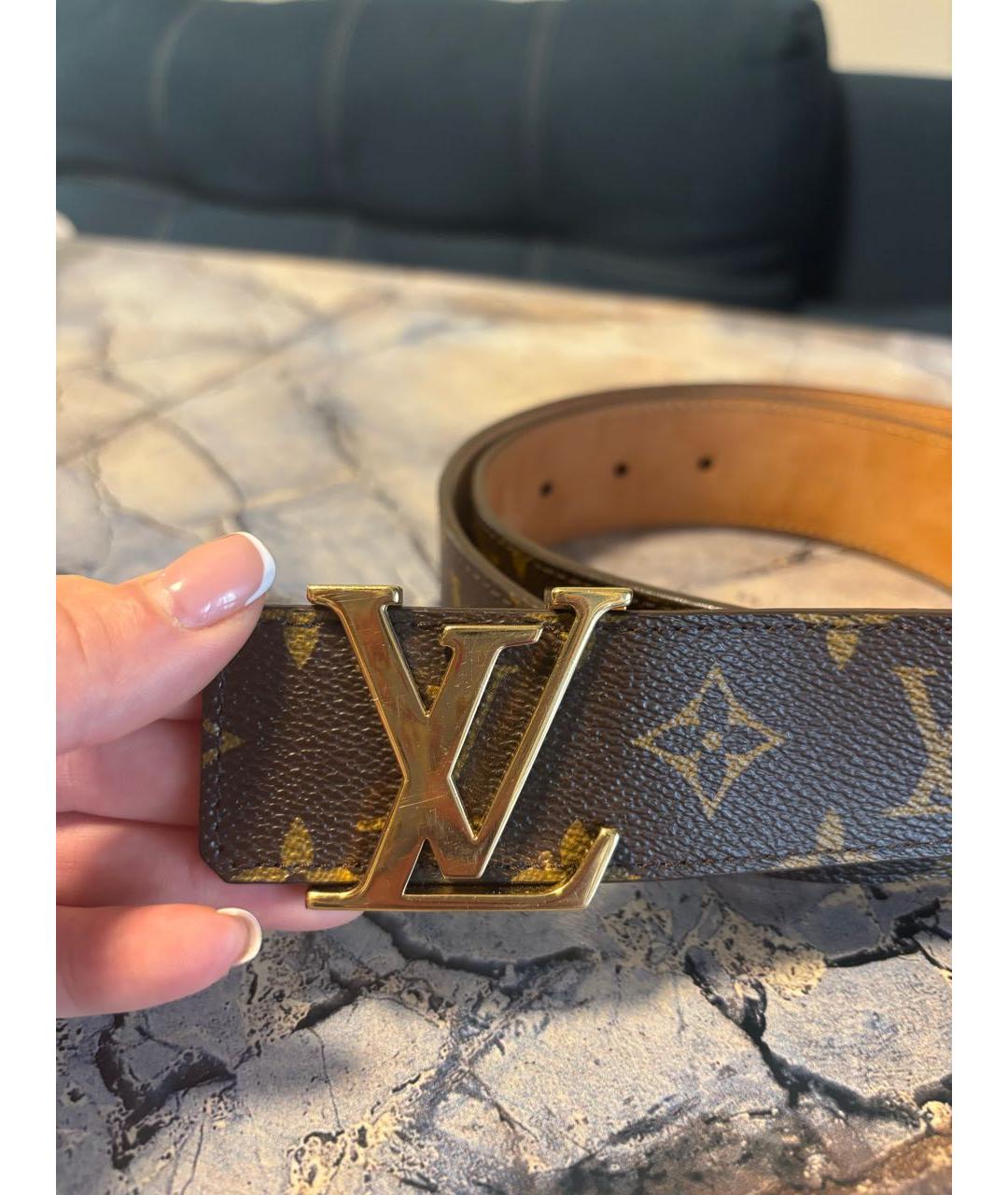 LOUIS VUITTON Коричневый кожаный ремень, фото 2