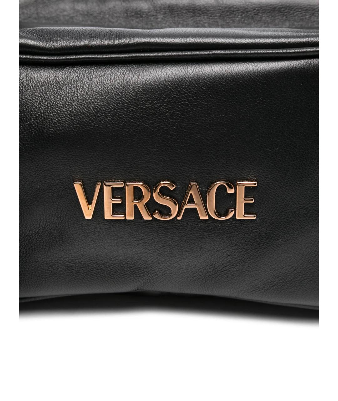 VERSACE Черная кожаная сумка тоут, фото 4