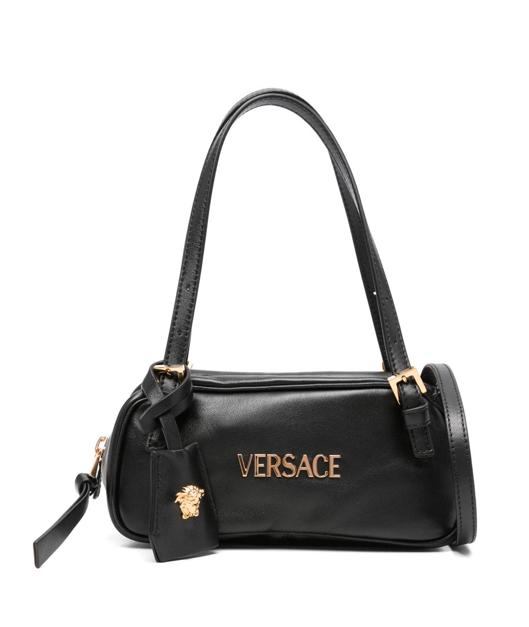 VERSACE Черная кожаная сумка тоут, фото 1