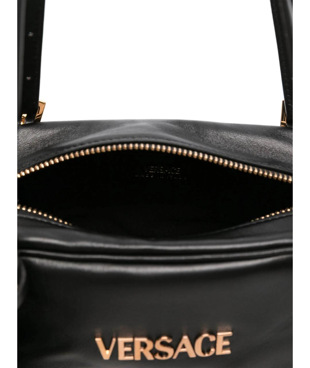 VERSACE Черная кожаная сумка тоут, фото 5