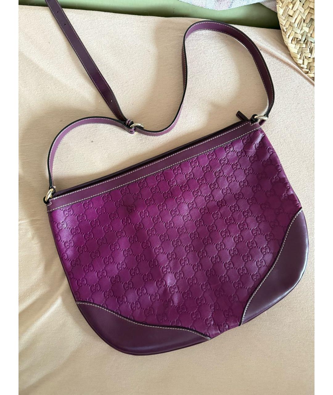 GUCCI Фиолетовая кожаная сумка с короткими ручками, фото 2