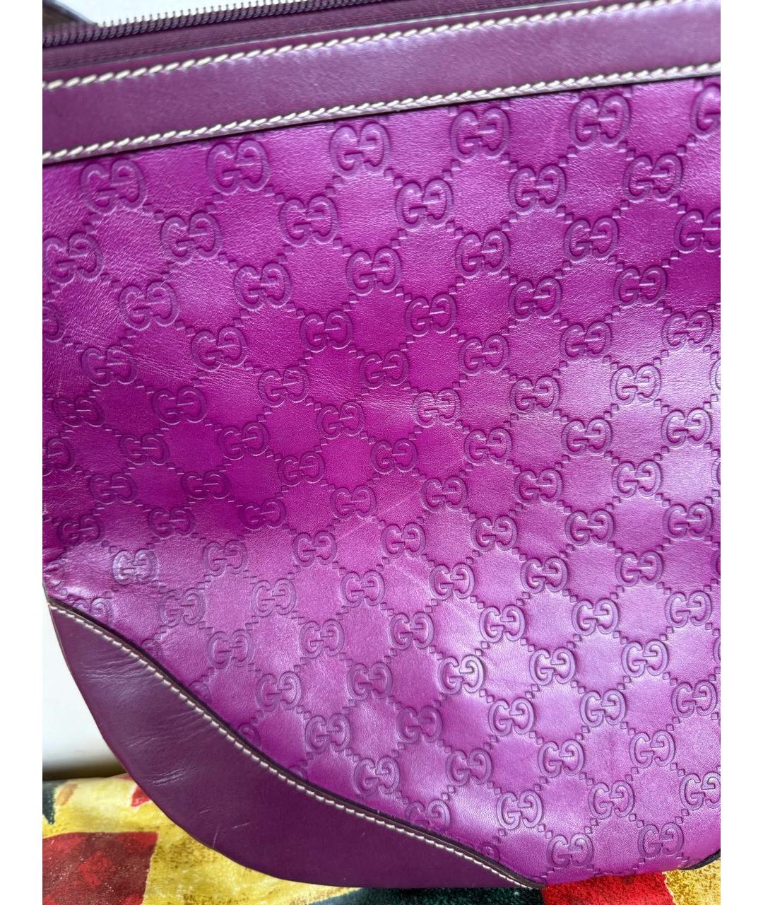 GUCCI Фиолетовая кожаная сумка с короткими ручками, фото 5