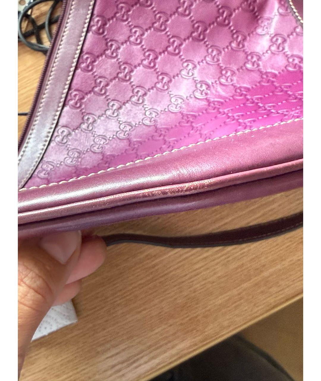 GUCCI Фиолетовая кожаная сумка с короткими ручками, фото 3