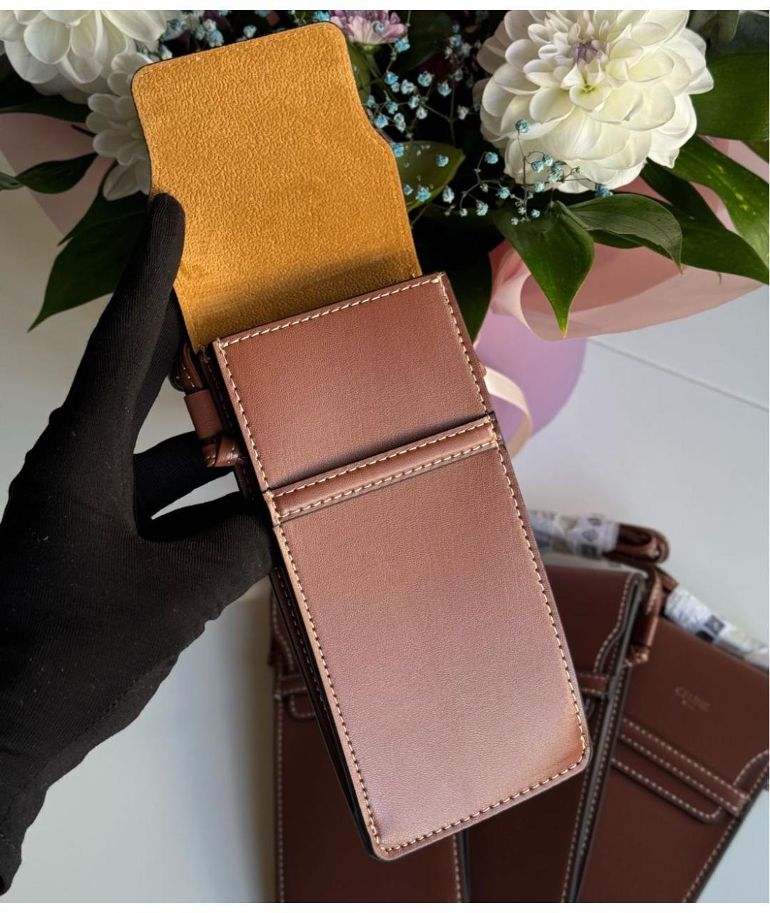 CELINE Коричневая сумка через плечо из искусственной кожи, фото 3