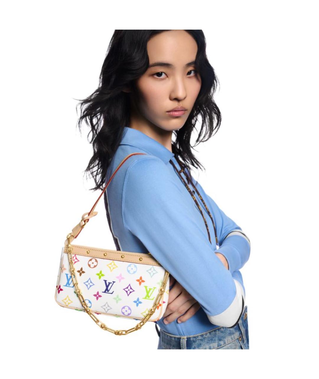 LOUIS VUITTON Белая сумка с короткими ручками, фото 6