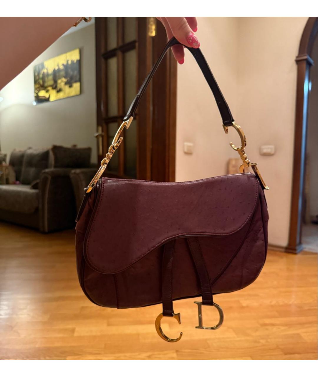 CHRISTIAN DIOR Фиолетовая сумка с короткими ручками из экзотической кожи, фото 5