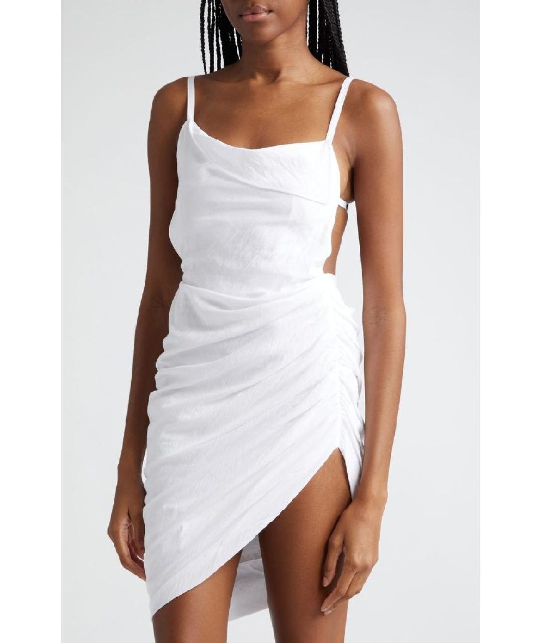 JACQUEMUS Белое вискозное коктейльное платье, фото 2