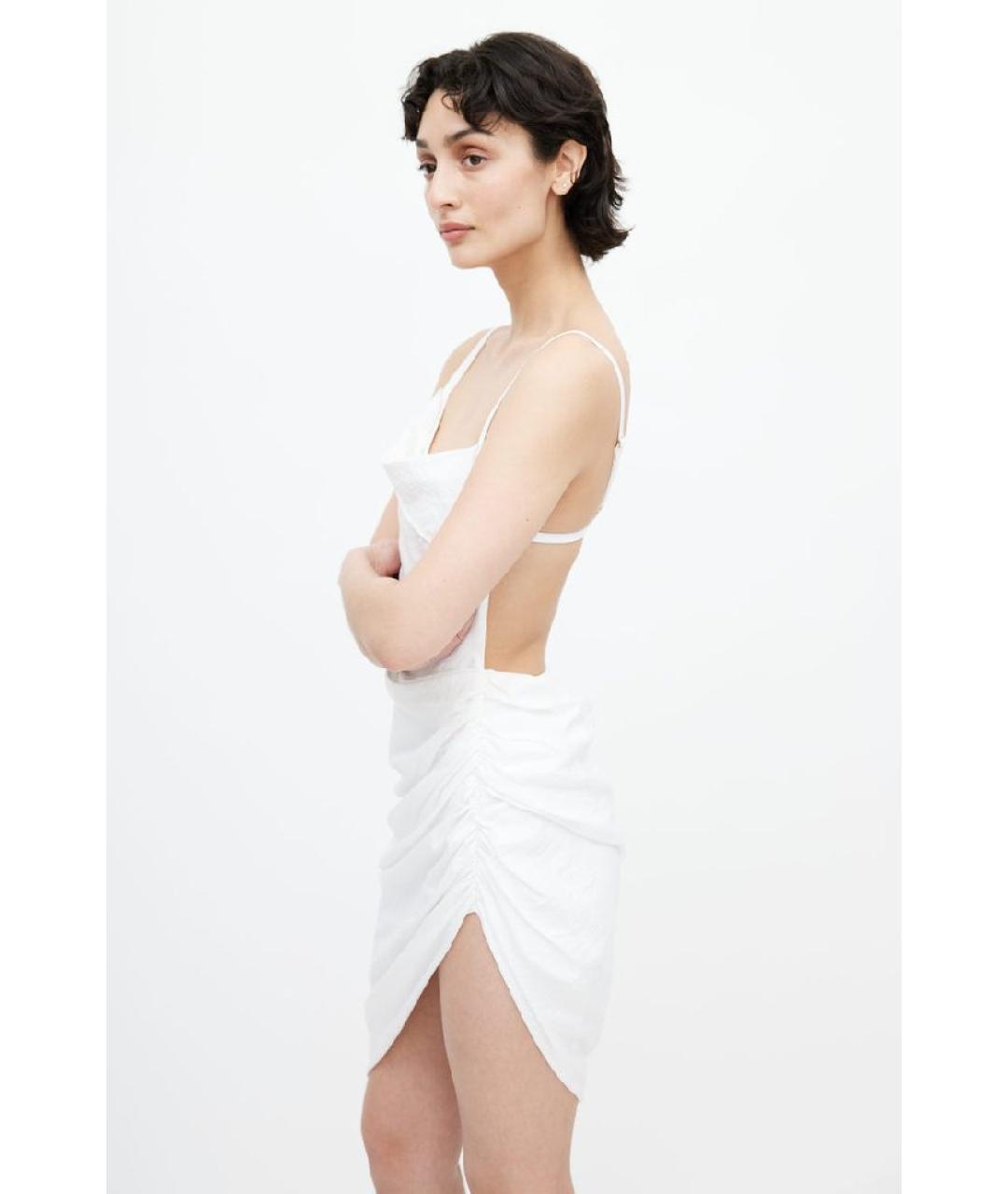 JACQUEMUS Белое вискозное коктейльное платье, фото 4