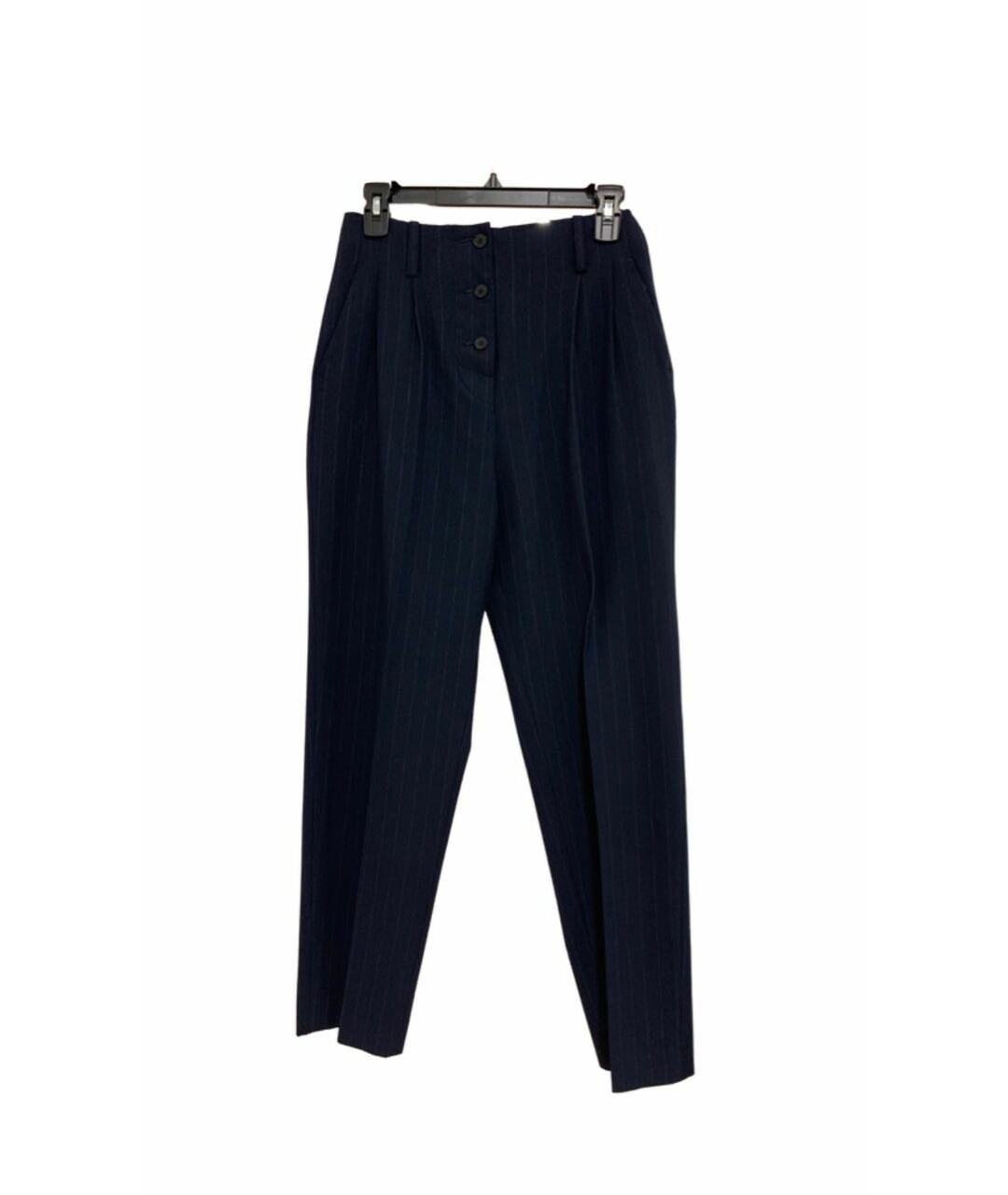 SANDRO Темно-синие полиэстеровые прямые брюки, фото 5