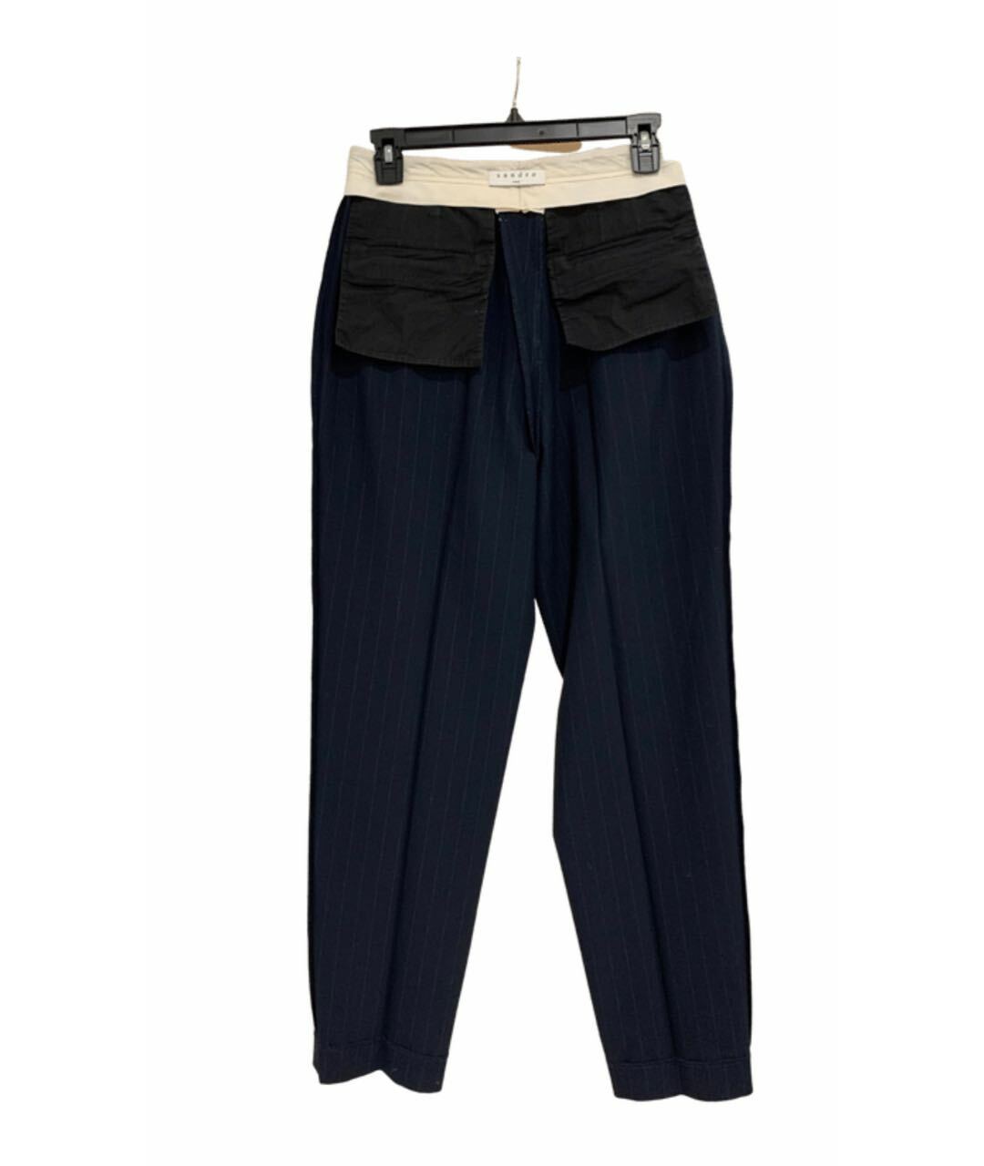 SANDRO Темно-синие полиэстеровые прямые брюки, фото 3