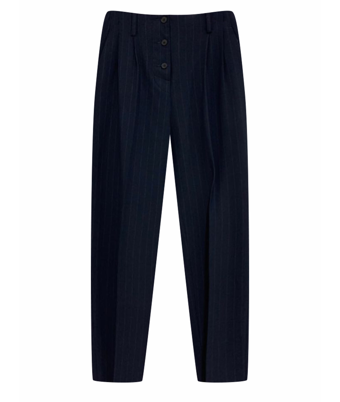 SANDRO Темно-синие полиэстеровые прямые брюки, фото 1