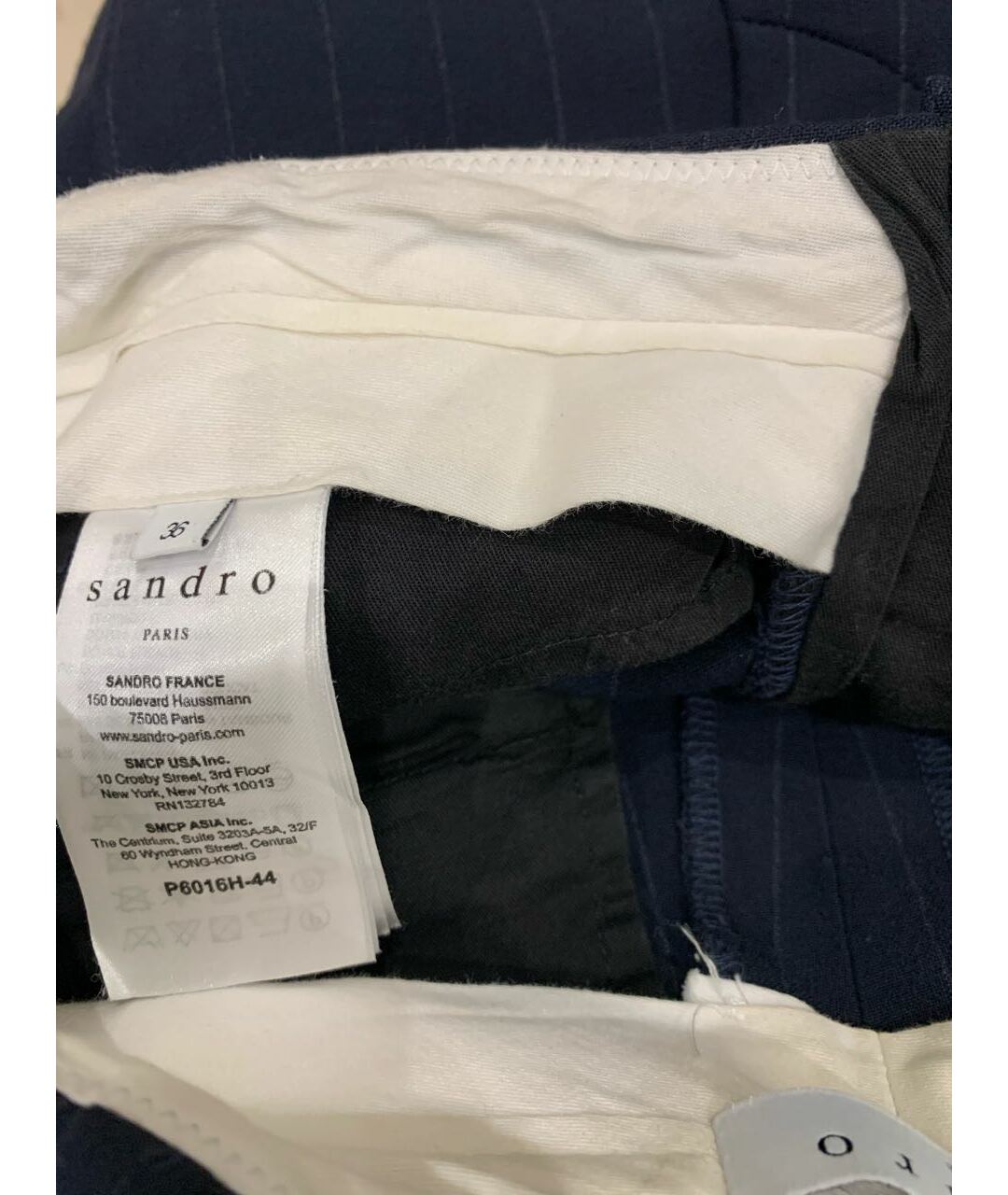 SANDRO Темно-синие полиэстеровые прямые брюки, фото 4