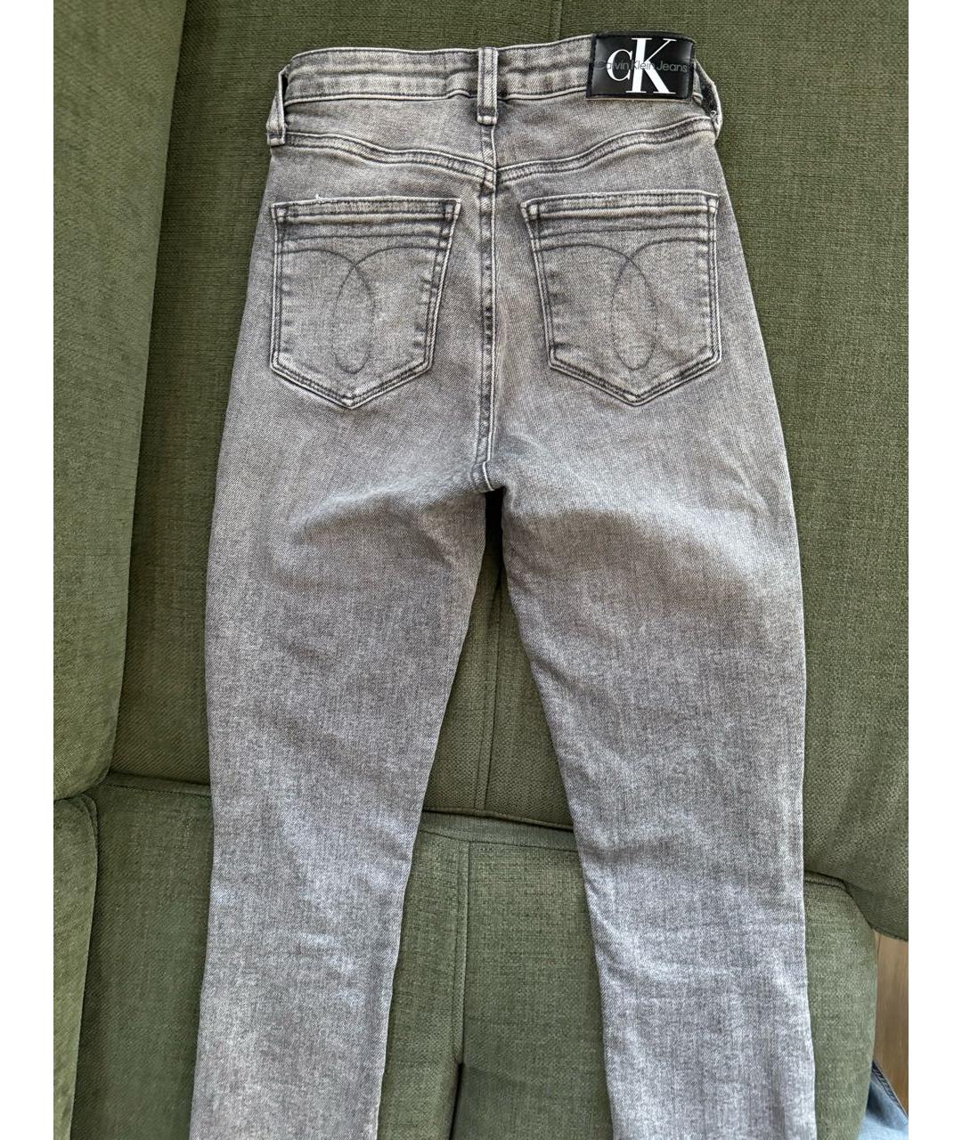 CALVIN KLEIN Серые хлопко-эластановые джинсы слим, фото 2