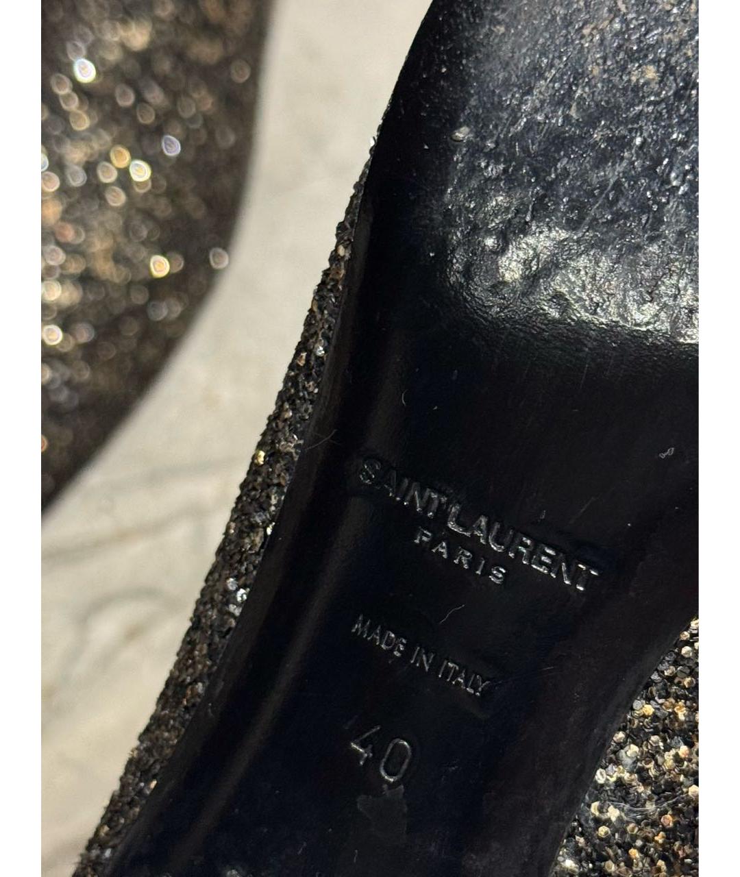 SAINT LAURENT Золотые кожаные ботильоны, фото 4