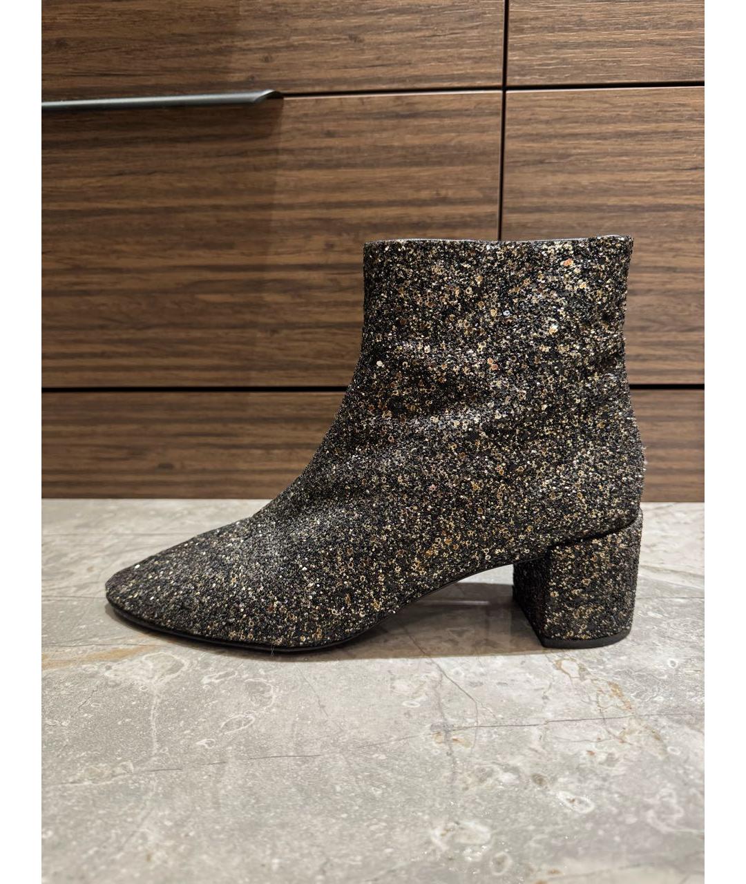 SAINT LAURENT Золотые кожаные ботильоны, фото 5