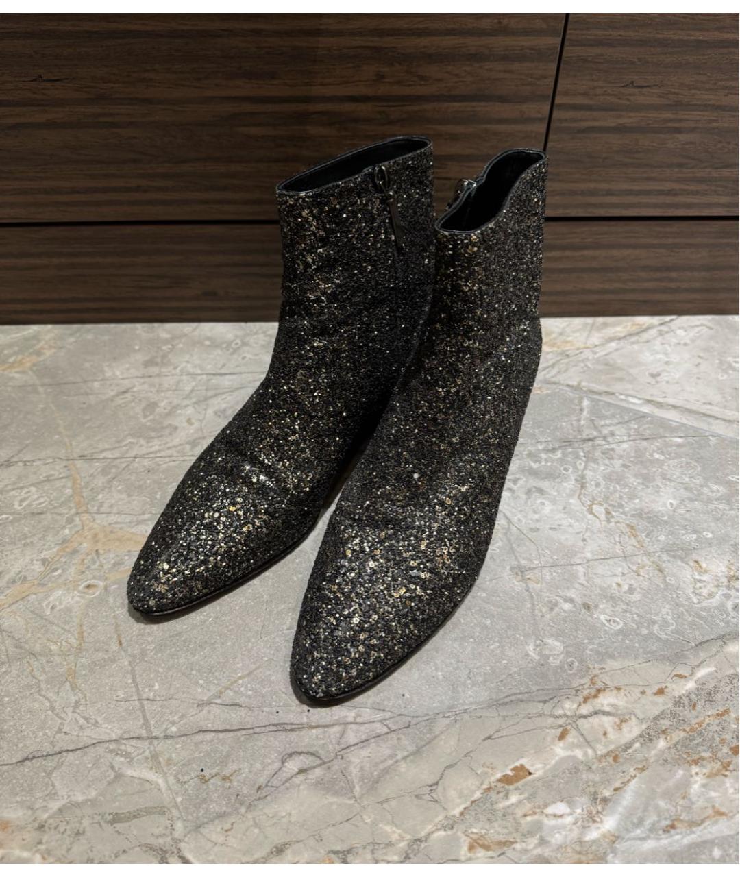 SAINT LAURENT Золотые кожаные ботильоны, фото 2