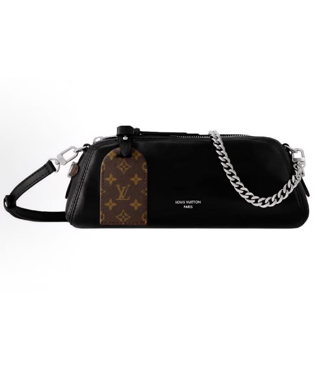 LOUIS VUITTON Черная кожаная сумка через плечо, фото 6