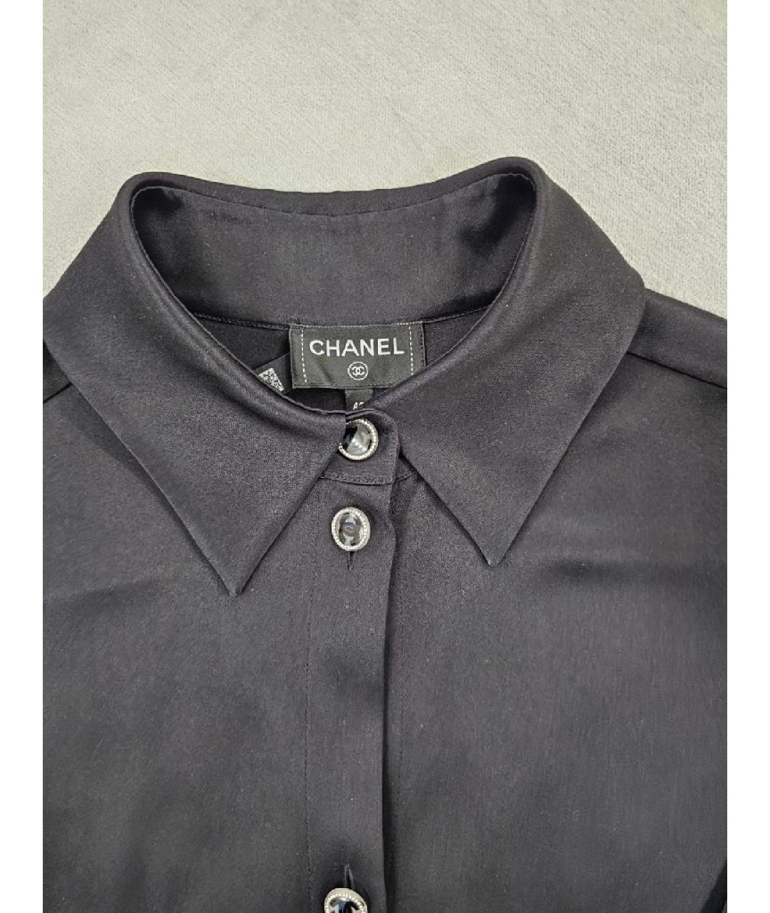 CHANEL Черная шелковая блузы, фото 3