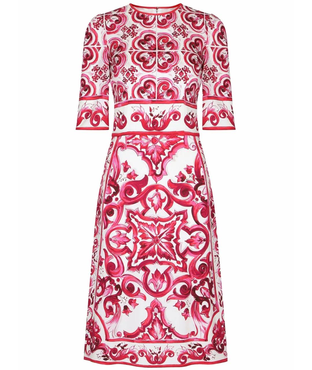 DOLCE&GABBANA Бордовое шелковое повседневное платье, фото 1