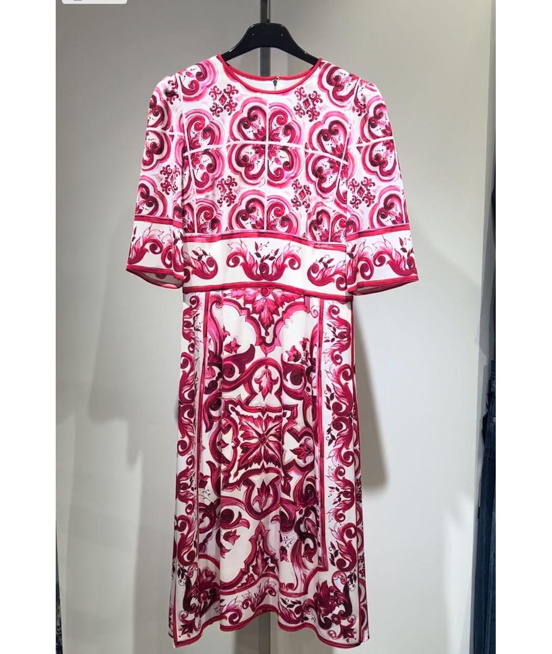 DOLCE&GABBANA Бордовое шелковое повседневное платье, фото 6