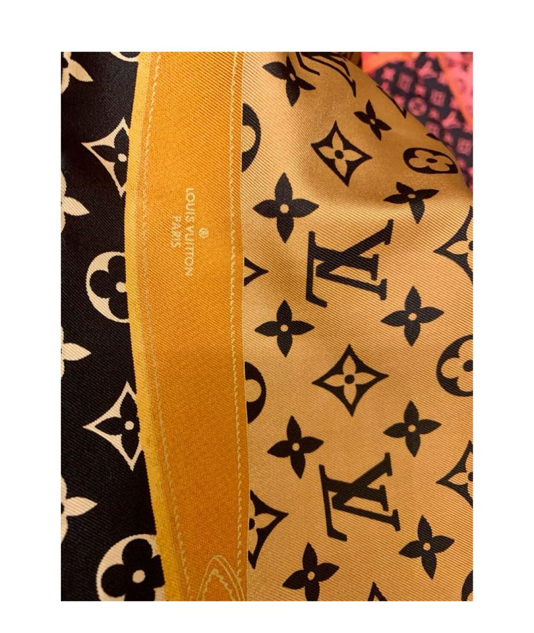 LOUIS VUITTON Оранжевый шелковый платок, фото 2