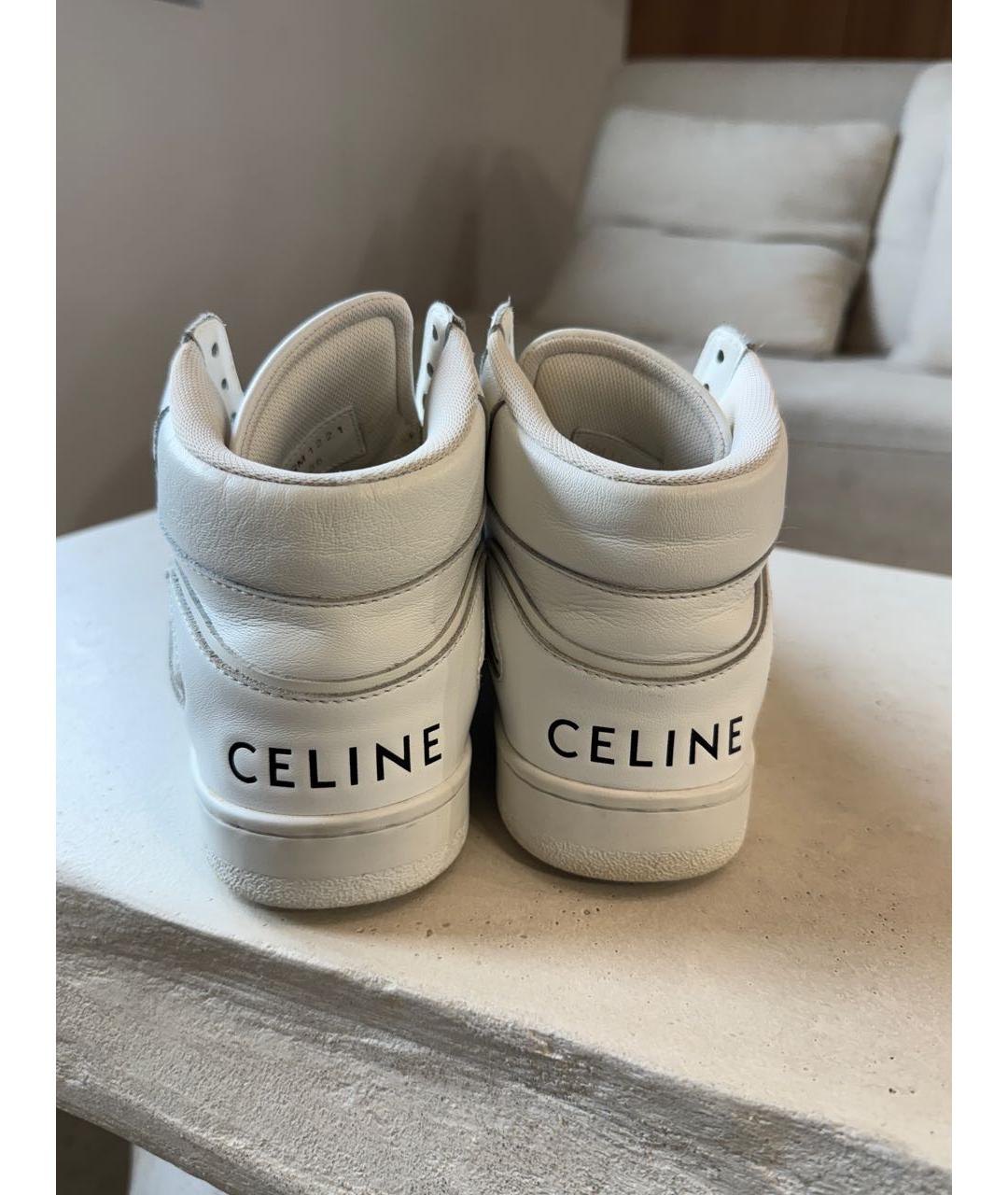 CELINE Белые кожаные кроссовки, фото 4