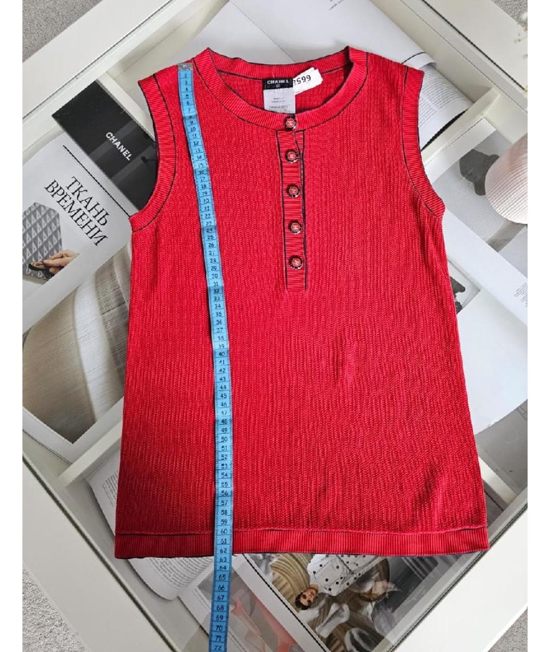 CHANEL Красная хлопковая майка, фото 6