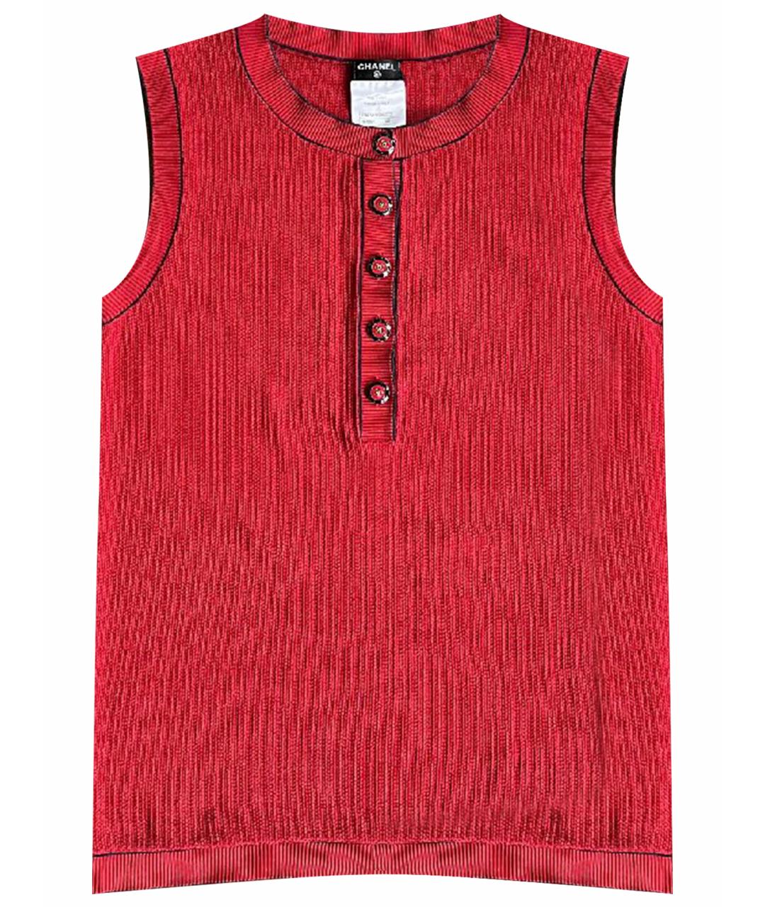 CHANEL Красная хлопковая майка, фото 1
