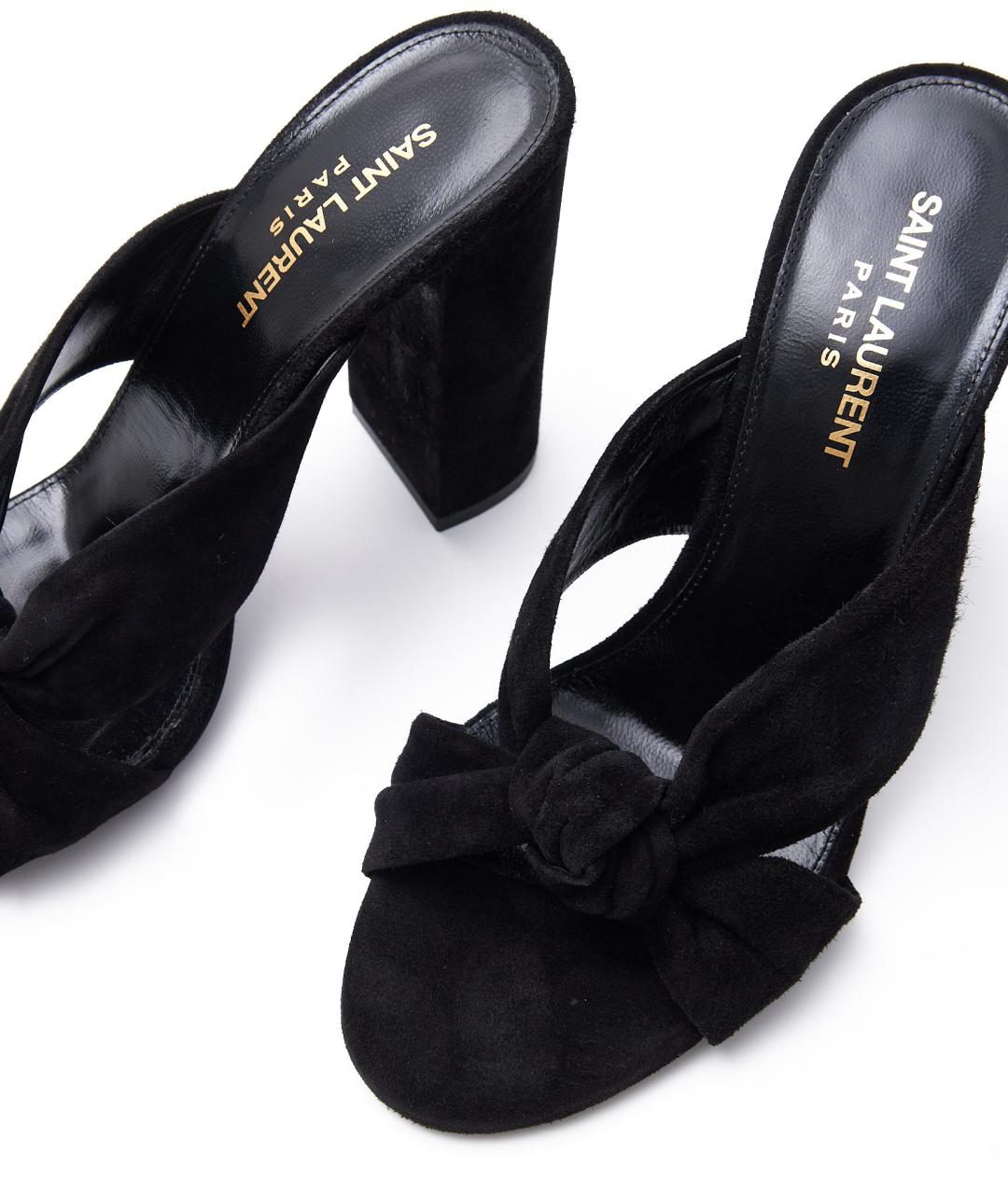 SAINT LAURENT Черные замшевые мюли, фото 6