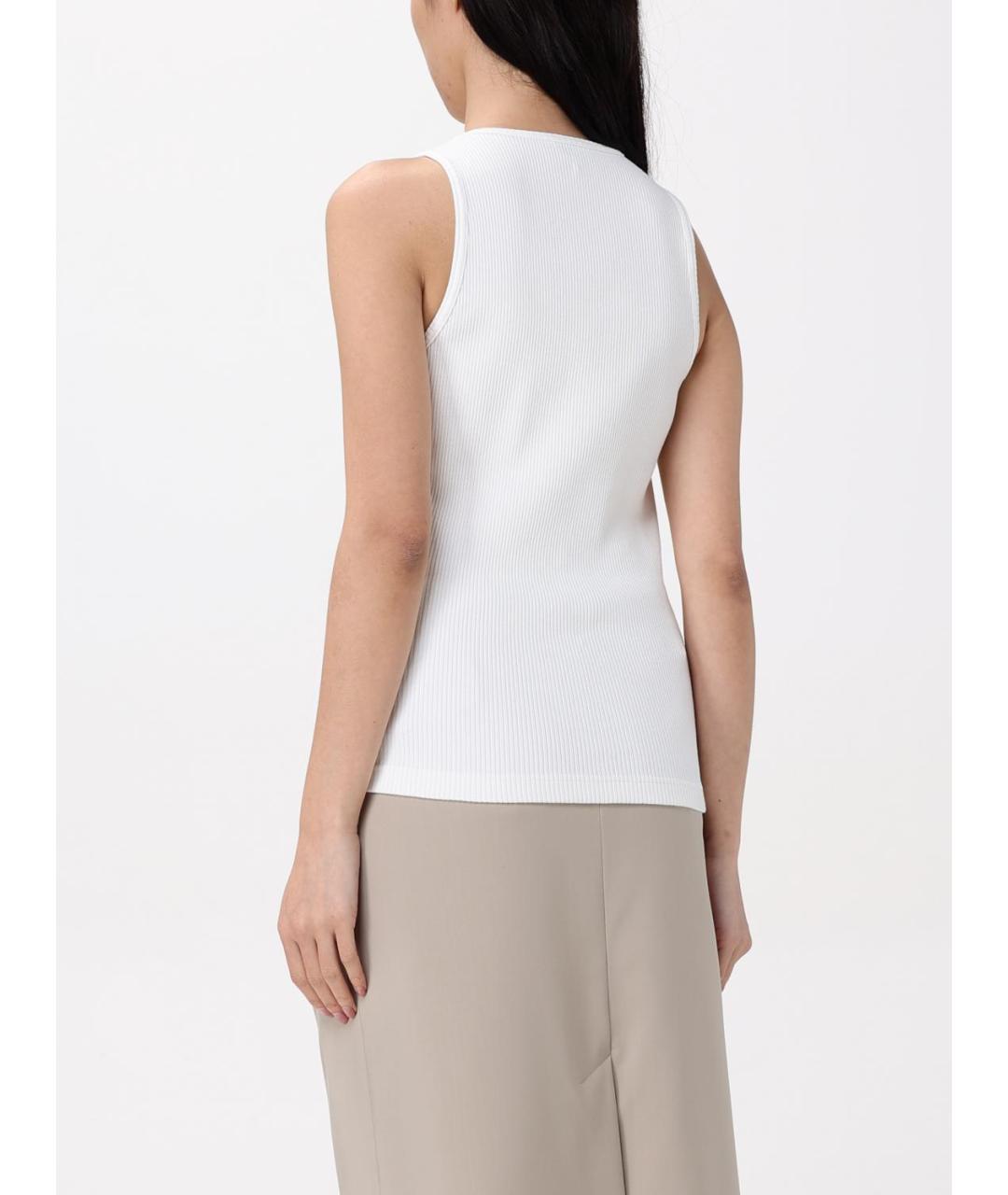 BOTTEGA VENETA Белая хлопко-эластановая майка, фото 4
