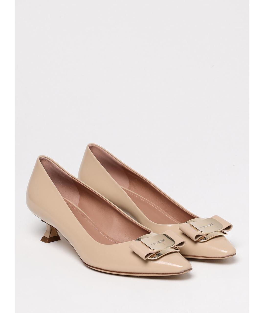 FERRAGAMO Бежевые кожаные туфли, фото 2