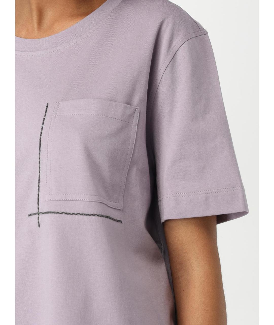 BRUNELLO CUCINELLI Фиолетовая футболка, фото 6