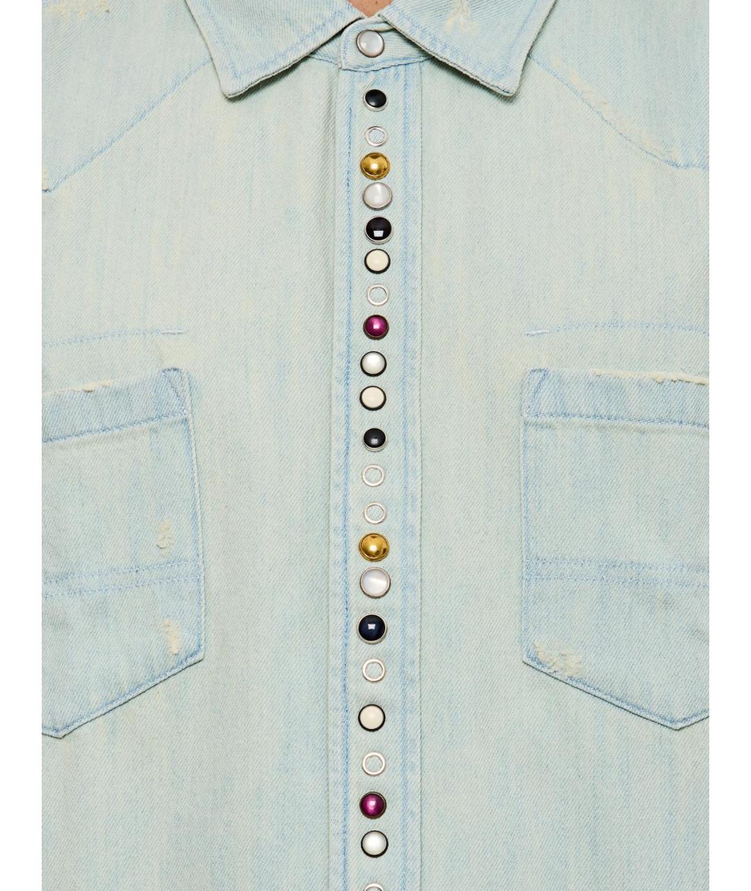 GOLDEN GOOSE DELUXE BRAND Голубая хлопковая кэжуал рубашка, фото 4