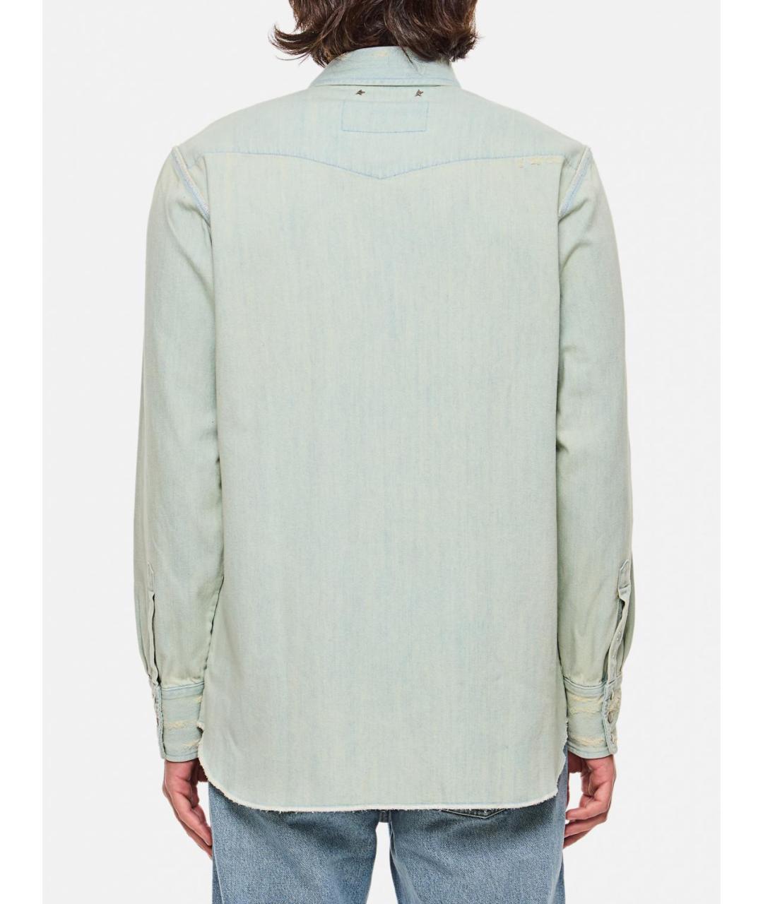 GOLDEN GOOSE DELUXE BRAND Голубая хлопковая кэжуал рубашка, фото 3
