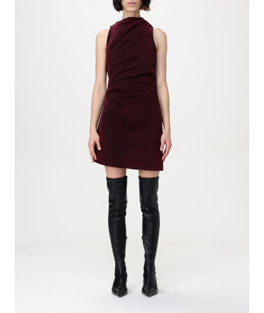 ALEXANDER MCQUEEN Бордовое хлопковое повседневное платье, фото 2