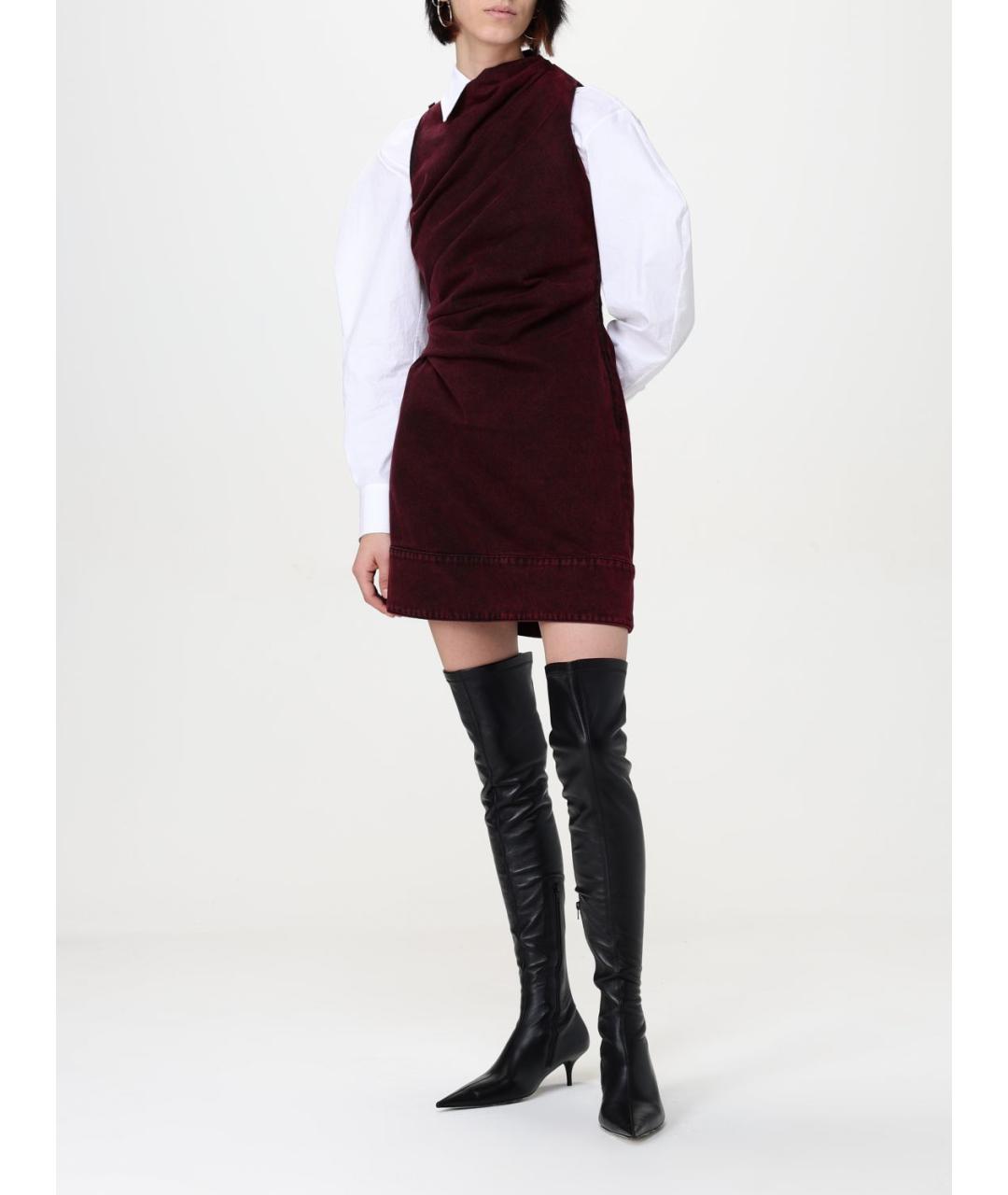 ALEXANDER MCQUEEN Бордовое хлопковое повседневное платье, фото 3