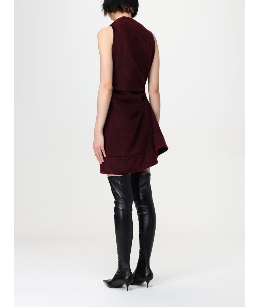 ALEXANDER MCQUEEN Бордовое хлопковое повседневное платье, фото 4