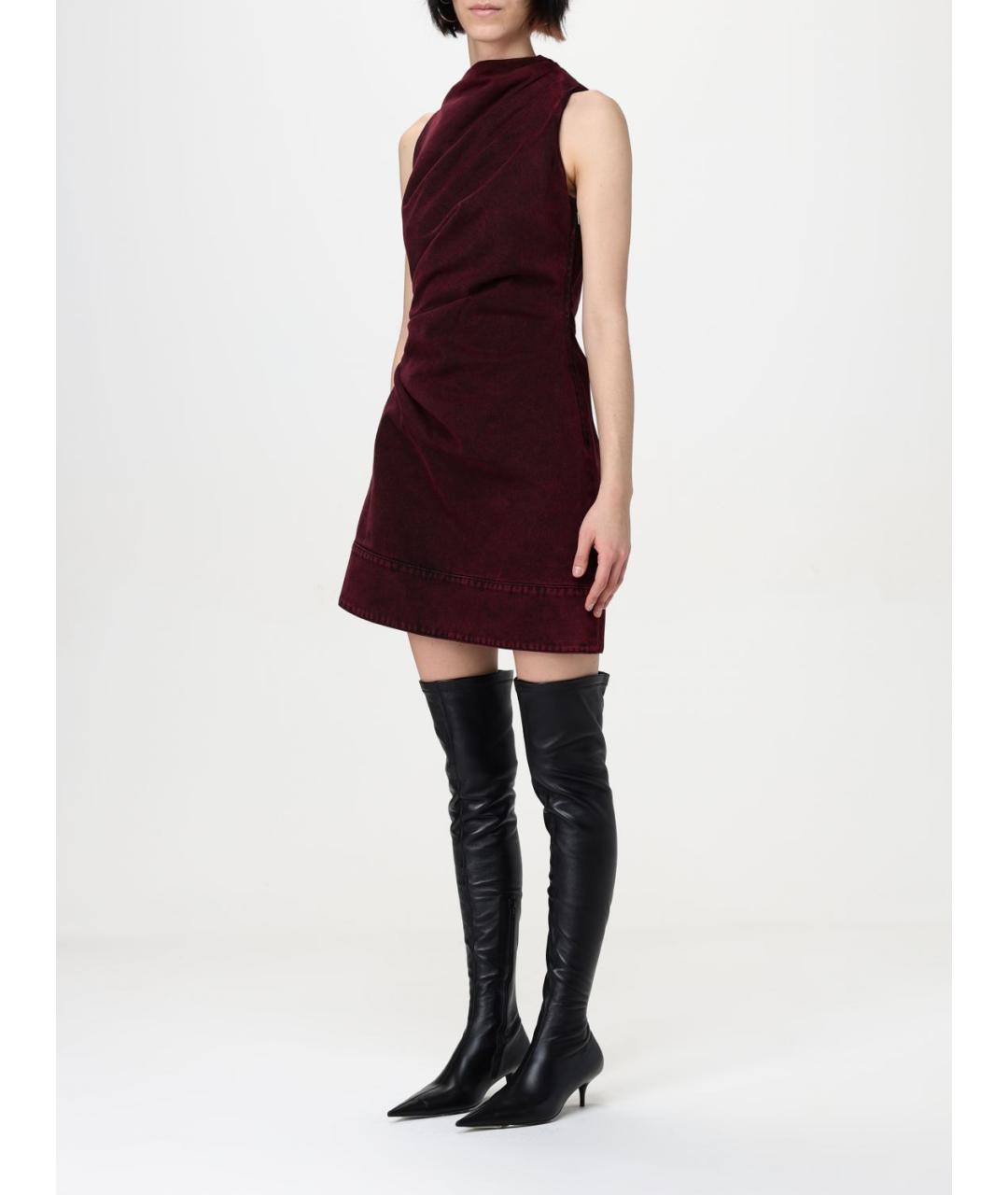 ALEXANDER MCQUEEN Бордовое хлопковое повседневное платье, фото 5